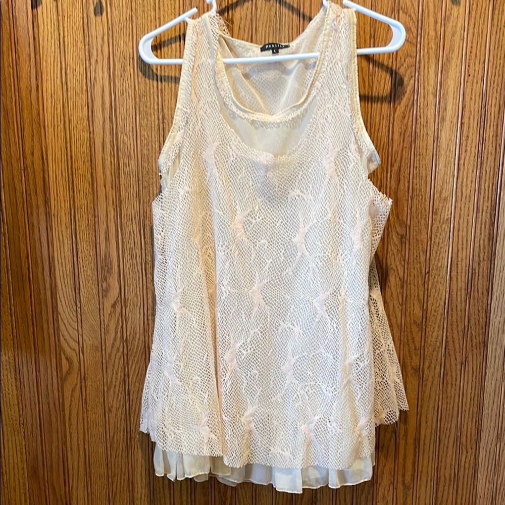 Panilli Cream Lace Sleeveless Hippie Top
